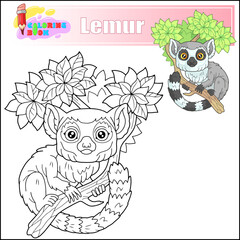 cute little lemur coloring book