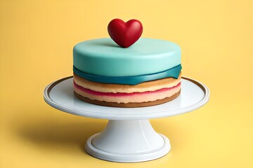 one single pastel cake with a heart