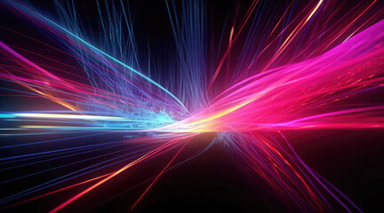Abstract colorful background with bright neon rays