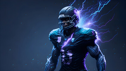 american football player with lightning (Generative AI) - 594278668