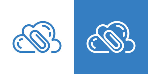 cloud and clip logo design line icon vector illustration