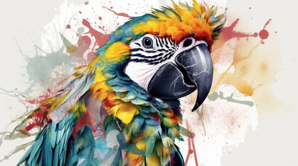 Digital collage modern art Colorful Macaw head
