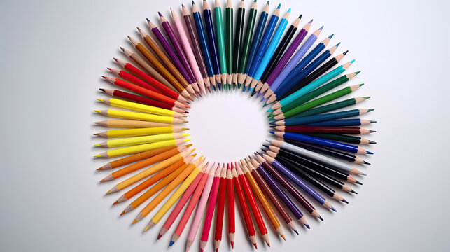 Colour pencils in a circle turning like a wheel