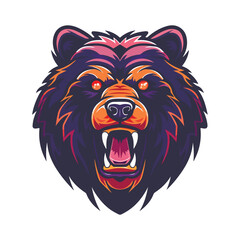 Modern professional grizzly bear emblem logo for a sport team