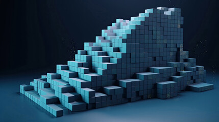 Growth or increase of Cube block like staircase to target and success with Generative AI Technology