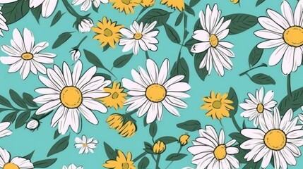 daisy pattern for stationary, mugs, t-shirts, and phone cases as well as fashion graphics, prints, and posters for the spring and summer seasons. Generative AI