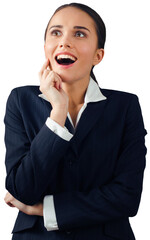 Excited Businesswoman with Hand on Face - Isolated