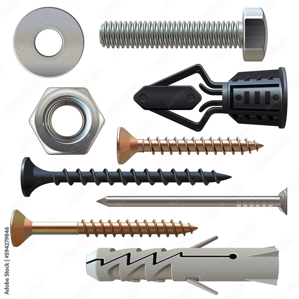 Wall mural Vector Fasteners Set 1