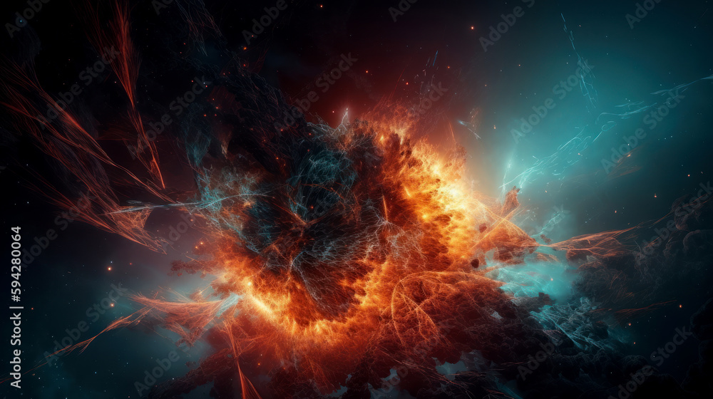 Wall mural space and glowing nebula background. ai generated.