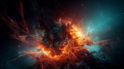 Obraz na płótnie Canvas Space and glowing nebula background. Ai generated.
