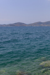 beautiful view on the sea and mountains on sunny day