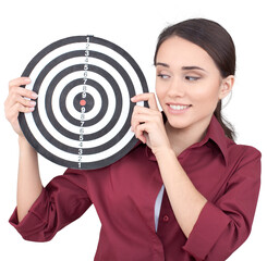 Woman with Shooting Shield - Isolated