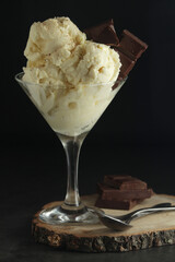 Ice cream scoops in an ice cream bowl
