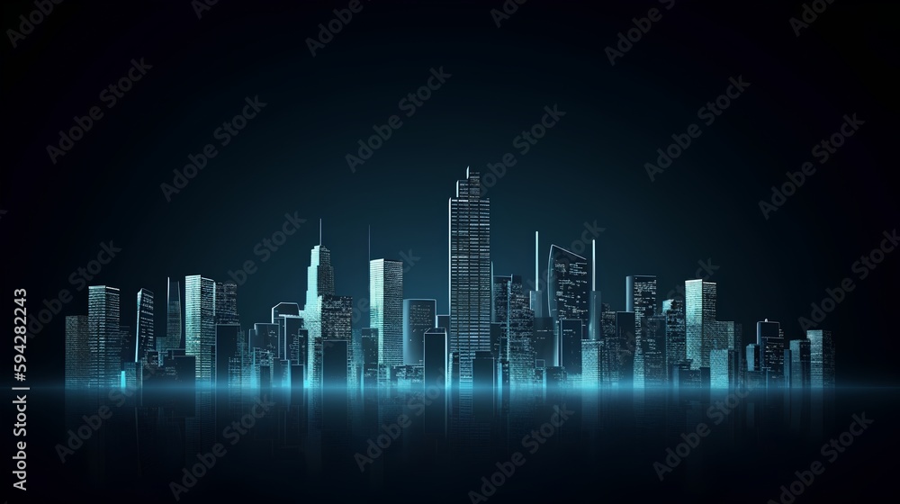 Poster an isolated smart city on a dark blue background, featuring intelligent infrastructure. this futuris
