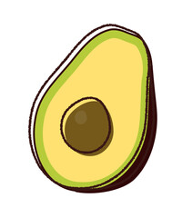 半分に切ったアボカドのベクター線画イラスト