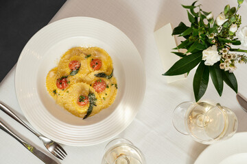 Ravioli with mozzarella