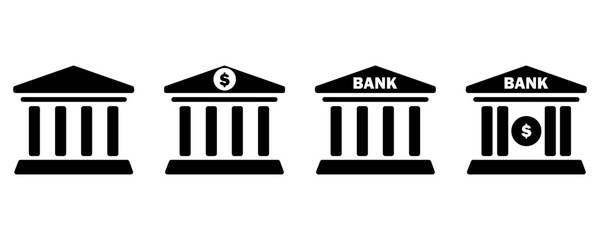 Vector design of four black bank logos, bank logo with American dollar symbol