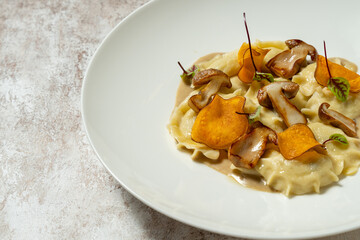 Dumplings with potatoes and mushrooms