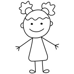 Happy Kids Doodle ,Happy Stick Figure 
