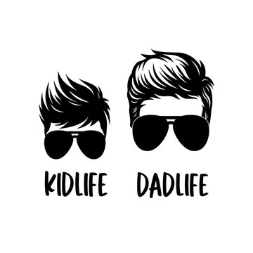 silhouette of father and son haircut vector illustration