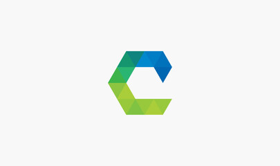 c Letter Logo, abstract logo design, Triangle logo Design, pixel logo
