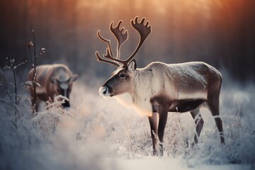 Santas reindeer. Christmas holiday. Generative AI