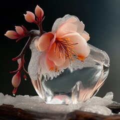 Beautiful Flower in the ice