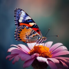 butterfly on a flower with vivid colors