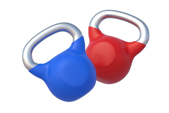 Two kettlebells isolated on white background. 3d render