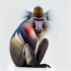 Colorful primate known for its distinctive face and rump - obrazy, fototapety, plakaty