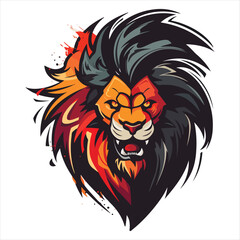 Lion Head Cool Logo Mascot Esports Vector Design Template
