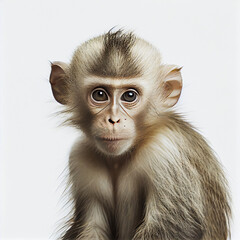 Solo monkey positioned on white - obrazy, fototapety, plakaty