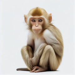 Playful monkey on white background