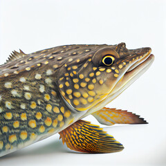 Freshwater pike fish against white background