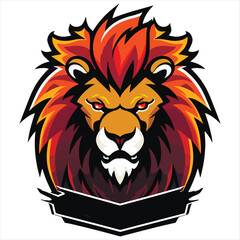 Lion Head Cool Logo Mascot Esports Vector Design Template