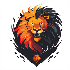 Lion Head Cool Logo Mascot Esports Vector Design Template