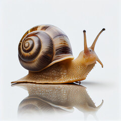 small mollusk with a coiled shell known for slow movement - obrazy, fototapety, plakaty