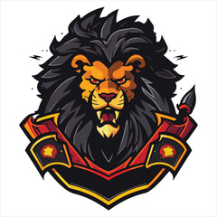 Lion Head Cool Logo Mascot Esports Vector Design Template