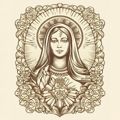 Illustration of Mother Mary, generative ai