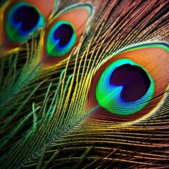 Obraz premium Closeup shot of a peacock feather ai, ai generative, illustration