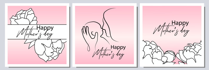 Naklejka premium Happy mother's day! Vector illustrations for a cute cover, poster, banner or card for the holiday moms