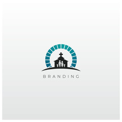 Obraz premium Cross Church Vector Logo Concept Design