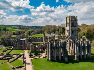 Wall murals North Europe Aerial view of Fountains Abbey near Ripon in North Yorkshire in the northeast of England