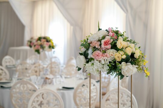 Closeup of a beautiful bouquet. Wedding floral decoration.