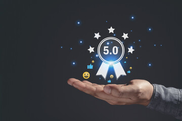 Infographics and icons rating form customer satisfaction level