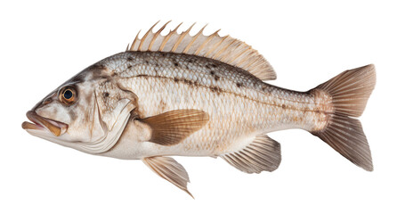 Corvina fish in transparent background. Generative AI.