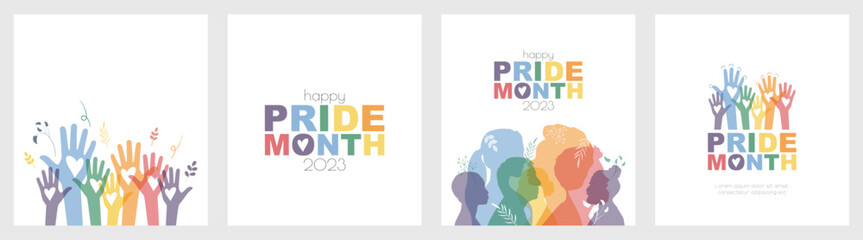 Fototapeta Happy Pride Month 2023 card set. obraz