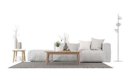 Interior furniture set 3D render. Living room house floor template background mockup design , isolated on transparent background