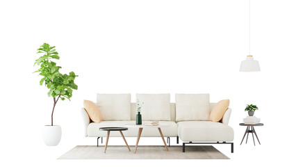 Interior furniture set 3D render. Living room house floor template background mockup design , isolated on transparent background © Chanachai