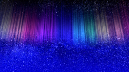Aurora Borealis sky rainbow space night 3D illustration.